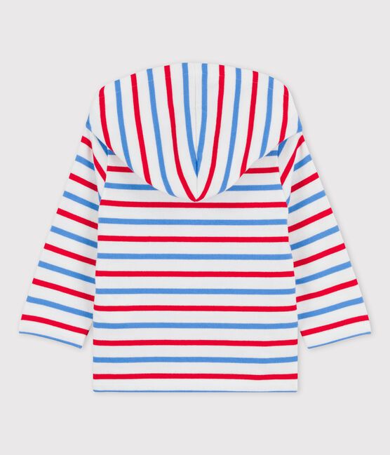 Sweatshirt à capuche rayé en jersey épais bébé blanc MARSHMALLOW/blanc MULTICO