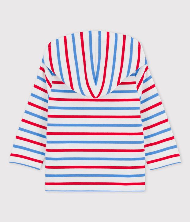 Sweatshirt &agrave; capuche ray&eacute; en jersey &eacute;pais b&eacute;b&eacute; blanc/multicouleur