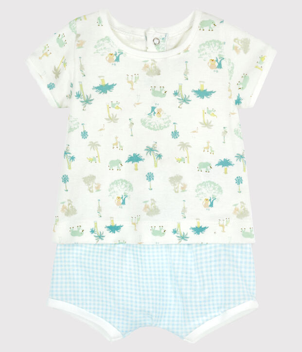 Ensemble 2 pi&egrave;ces b&eacute;b&eacute; gar&ccedil;on blanc/multicouleur