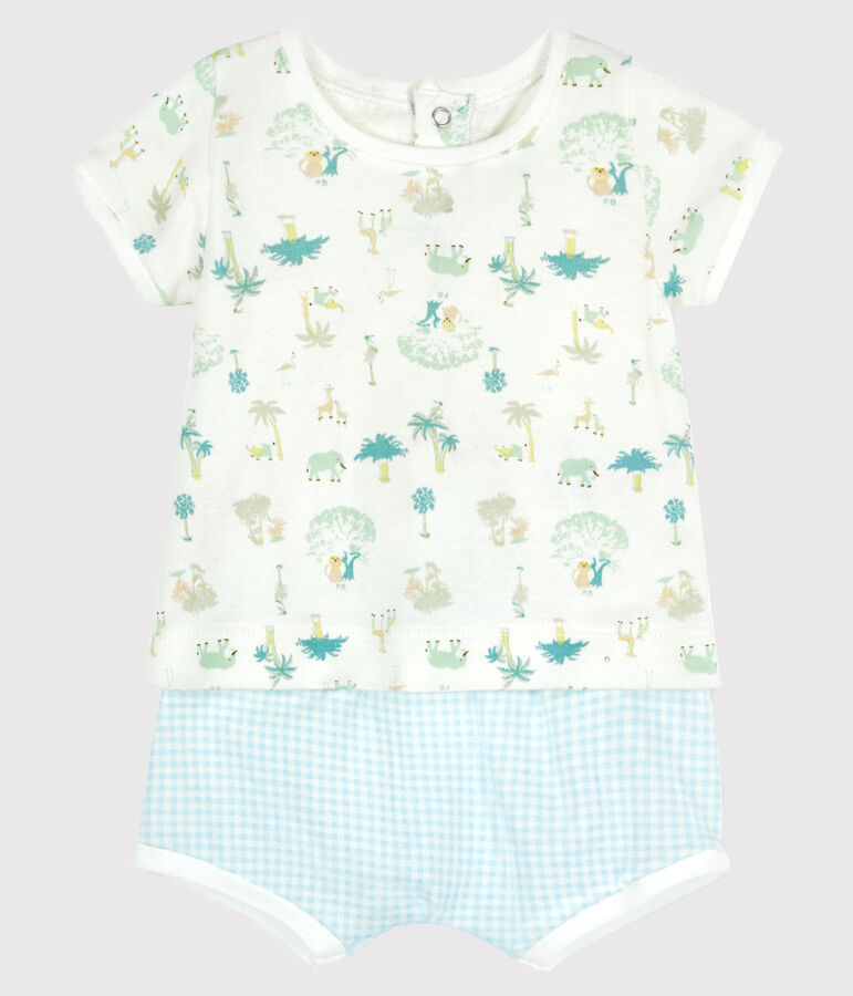 Ensemble 2 pi&egrave;ces b&eacute;b&eacute; gar&ccedil;on blanc MARSHMALLOW/blanc MULTICO