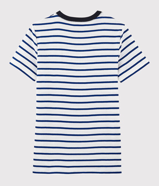 T-shirt col rond iconique en coton Femme blanc MARSHMALLOW/bleu SURF