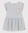 Robe manches courtes en coton enfant fille blanc MARSHMALLOW/bleu SMOKING