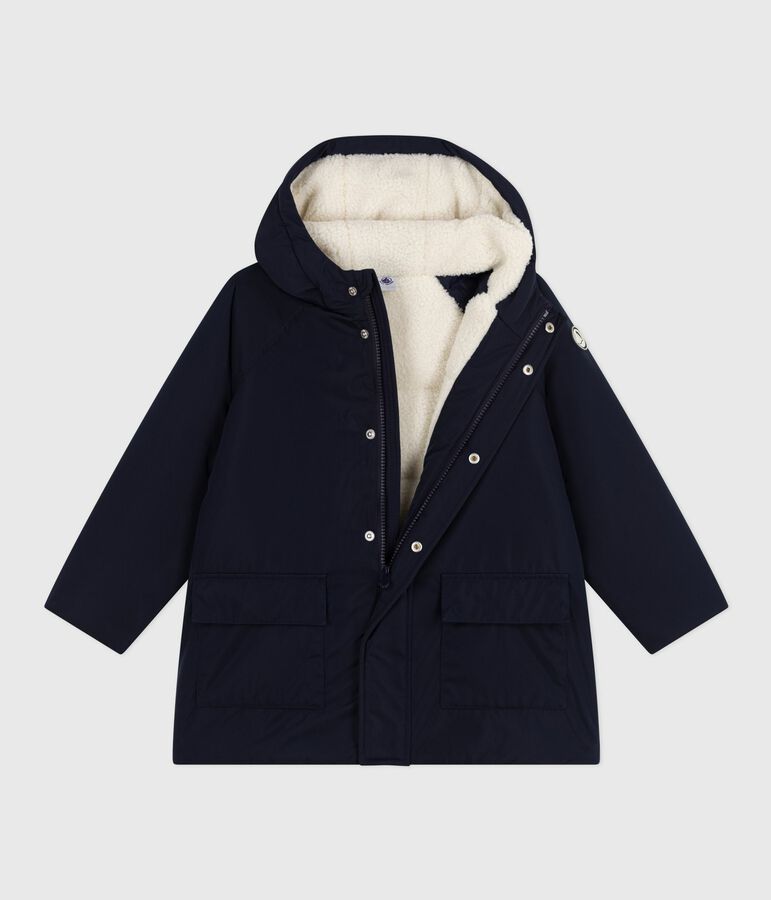 Parka enfant mi-longue unie bleu SMOKING