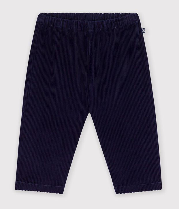 Pantalon b&eacute;b&eacute; en velours uni bleu marine