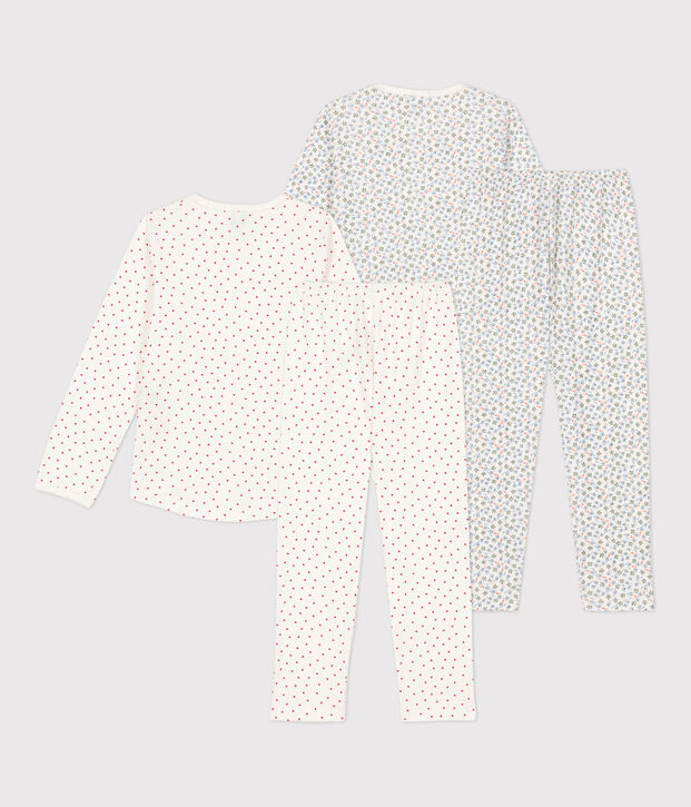 Lot de 2 pyjamas fleur petite fille en coton multicouleur