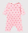 Bodyjama sans pieds bébé fille en côte 1x1 imprimée rose VIENNE/blanc MULTICO
