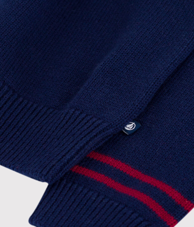 Pull &agrave; col montant enfant en laine et coton &agrave; motifs bleu SOIR/ MULTICO