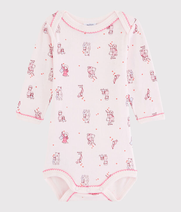 Body manches longues b&eacute;b&eacute; fille rose/multicouleur
