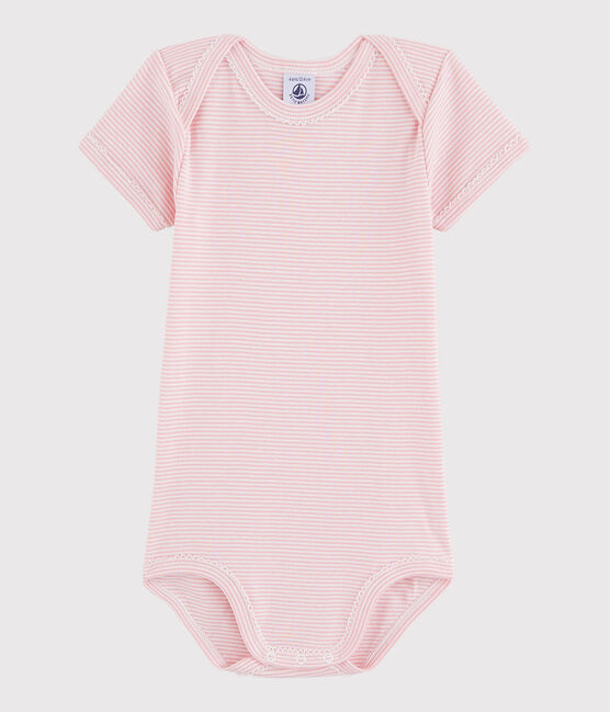 Body manches courtes bébé fille rose CHARME/blanc MARSHMALLOW