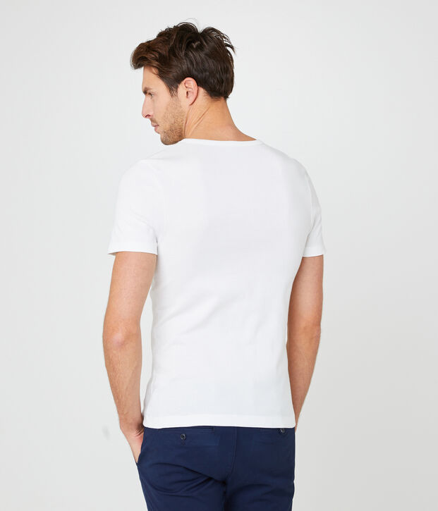 Tee-shirt manches courtes col V homme blanc