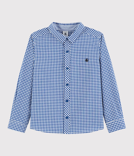 Chemise manches longues en popeline enfant garçon blanc MARSHMALLOW/blanc MULTICO