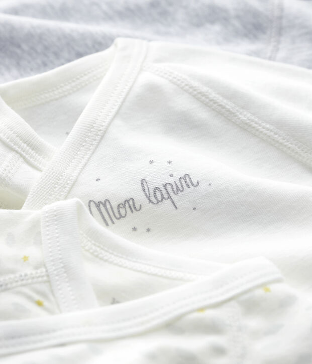 Lot de 3 bodies crois&eacute;s manches courtes b&eacute;b&eacute; en coton biologique multicouleur