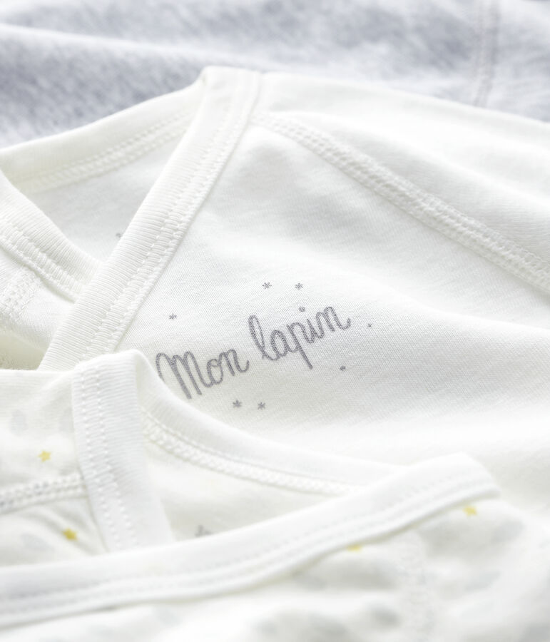 Lot de 3 bodies crois&eacute;s manches courtes b&eacute;b&eacute; en coton biologique multicouleur