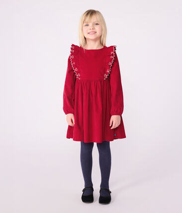 Robe enfant manches longues en velours unie