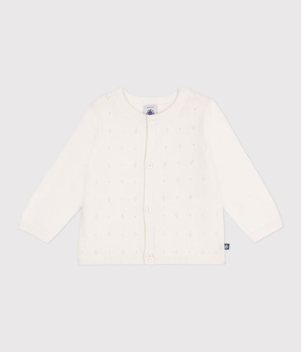 Cardigan b&eacute;b&eacute; en coton point fantaisie blanc