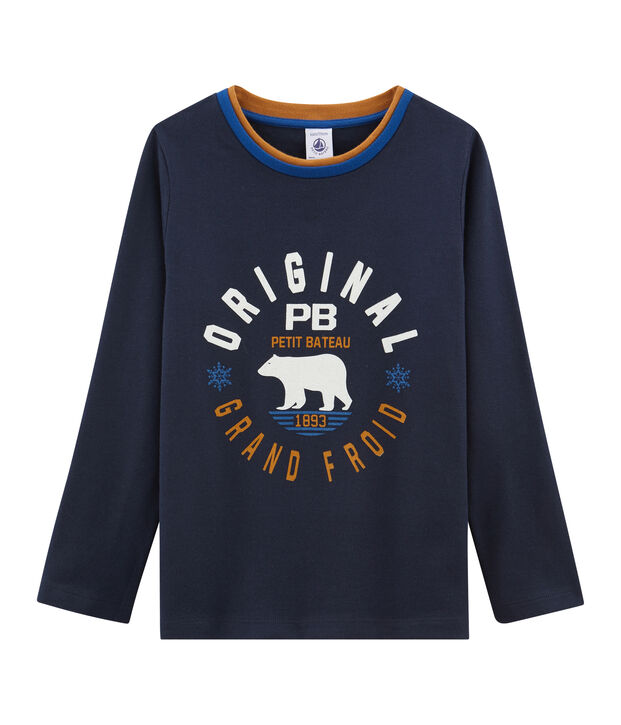 Tee-shirt manches longues gar&ccedil;on bleu marine