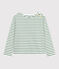 Marinière femme en coton manches longues vert MARSHMALLOW/ PALMERAIE