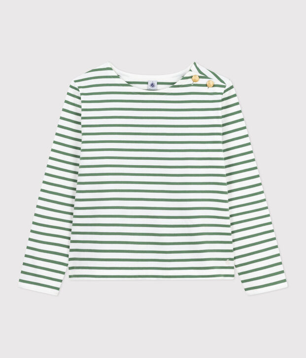Marini&egrave;re femme en coton manches longues vert/vert