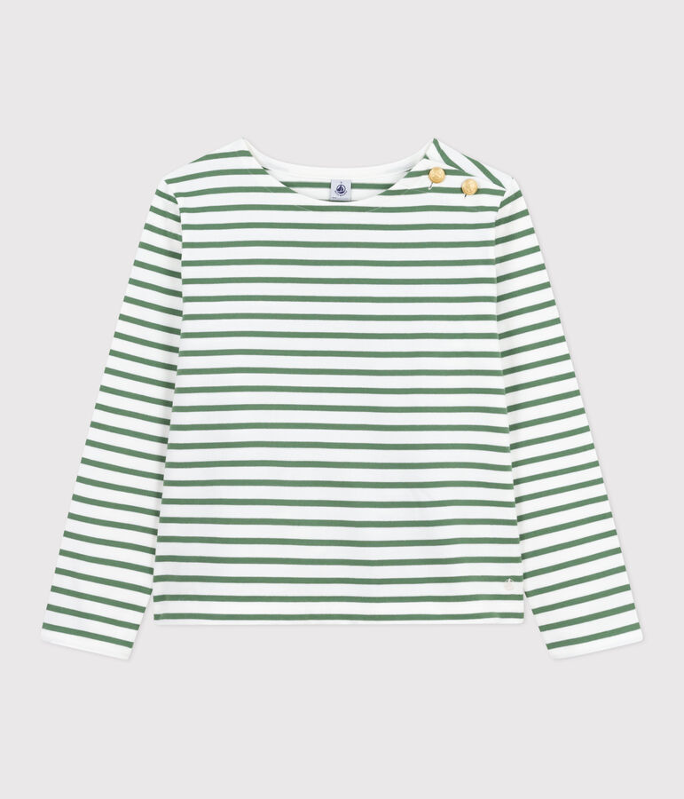Marini&egrave;re femme en coton manches longues vert MARSHMALLOW/ PALMERAIE