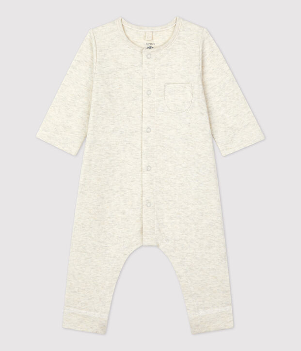 Combinaison longue unie en tubique bio b&eacute;b&eacute; beige chin&eacute;