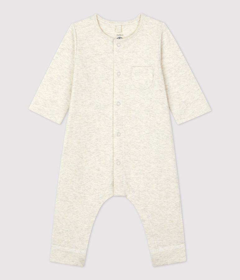 Combinaison longue unie en tubique bio b&eacute;b&eacute; beige