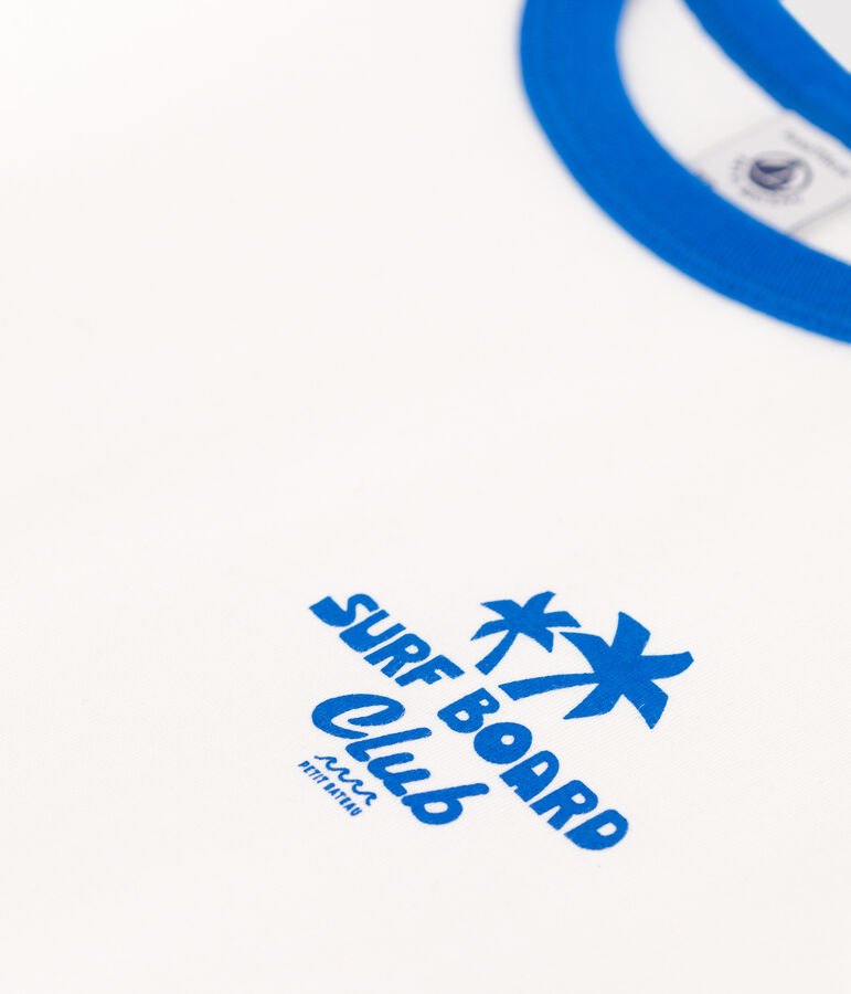 Teeshirt enfant en coton manches courtes imprim&eacute; blanc