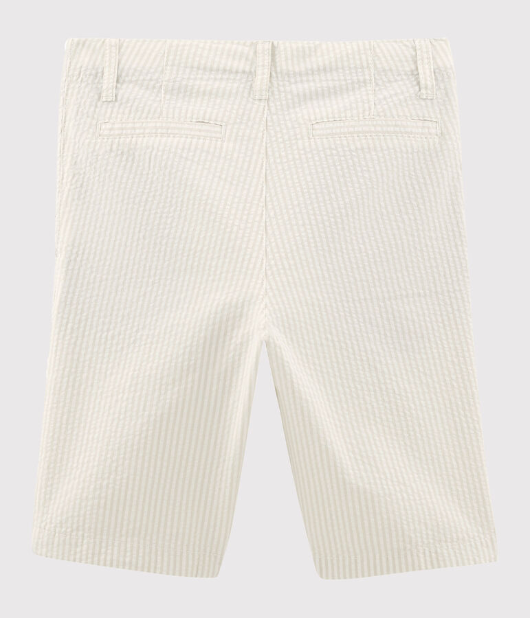 Bermuda enfant gar&ccedil;on beige/blanc