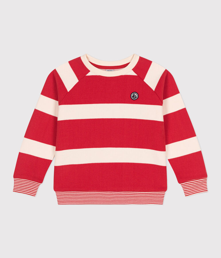 Sweatshirt enfant mixte en coton &agrave; rayures rouge AURORA/ AVALANCHE