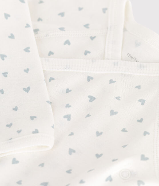 Body croisés manches longues en coton bébé bleu MARSHMALLOW/blanc GOMME