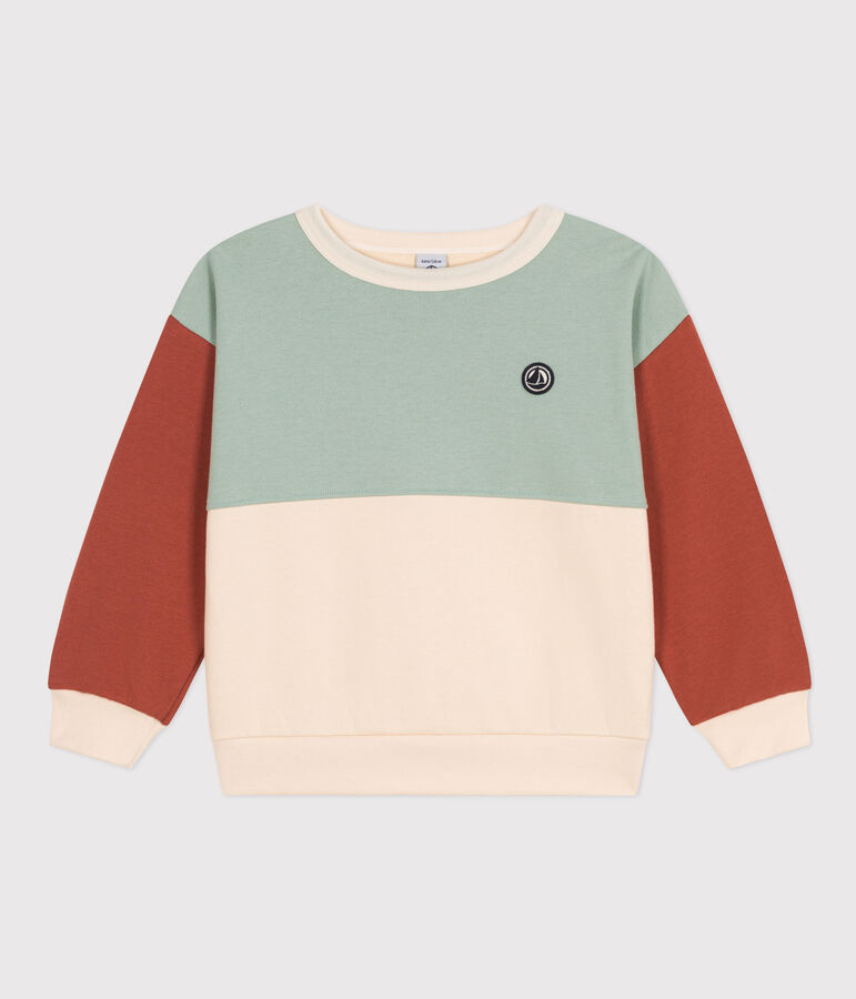 Sweatshirt colorblock en molleton enfant gar&ccedil;on blanc AVALANCHE/ MULTICO