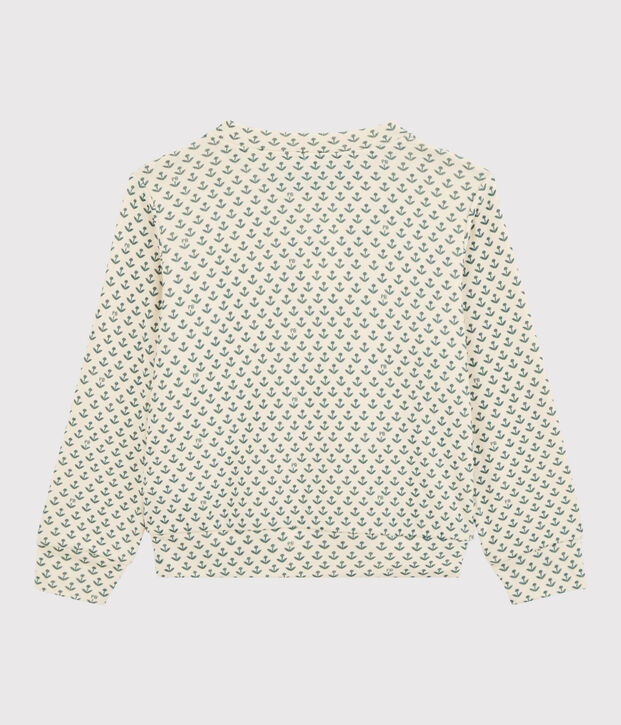 Sweatshirt en tubique enfant fille &eacute;cru/vert