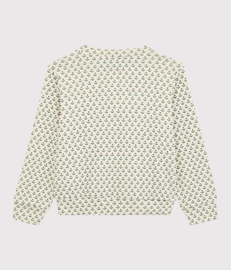 Sweatshirt en tubique enfant fille &eacute;cru/vert
