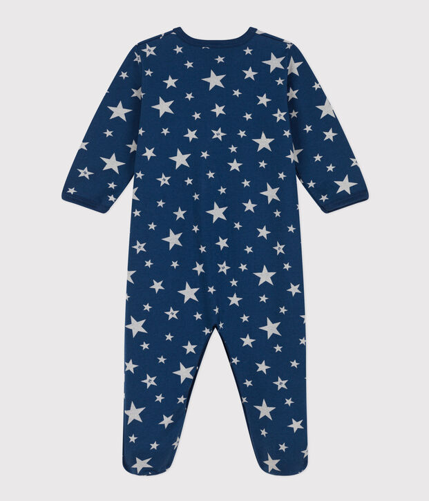 Pyjama b&eacute;b&eacute; &eacute;toiles phosphorescentes en molleton bleu/blanc