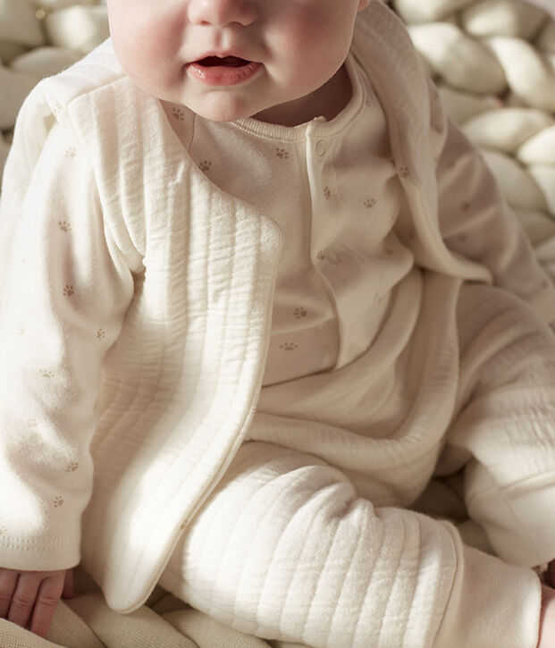 Ensemble trois pi&egrave;ces b&eacute;b&eacute; en tubique blanc