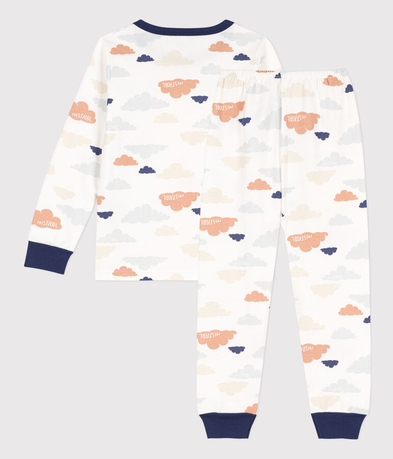 Pyjama nuages en molleton enfant blanc MARSHMALLOW/blanc MULTICO