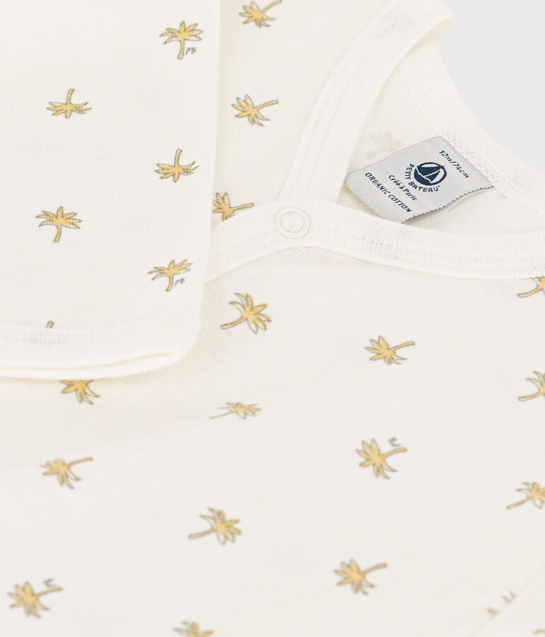 Dors-bien palmiers en coton blanc MARSHMALLOW/blanc MULTICO