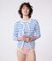 Cardigan femme en coton uni blanc MARSHMALLOW/bleu PERSE
