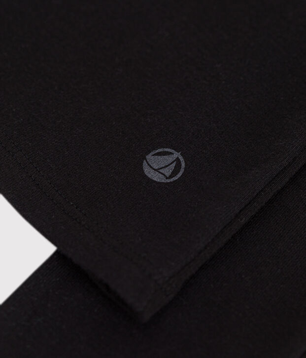 Tee-shirt l'Iconique manches longues col V en c&ocirc;te unie femme noir