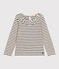 Tee-shirt manches longues en jersey flammé enfant fille blanc AVALANCHE/bleu SMOKING