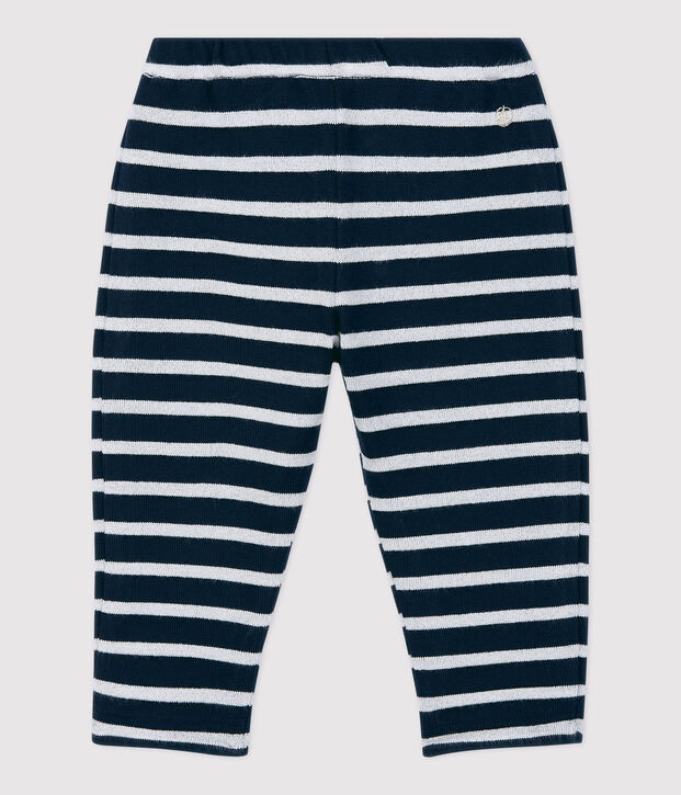 Pantalon en coton b&eacute;b&eacute;. bleu/MARSHMALLOW ARGENT BRILLANT