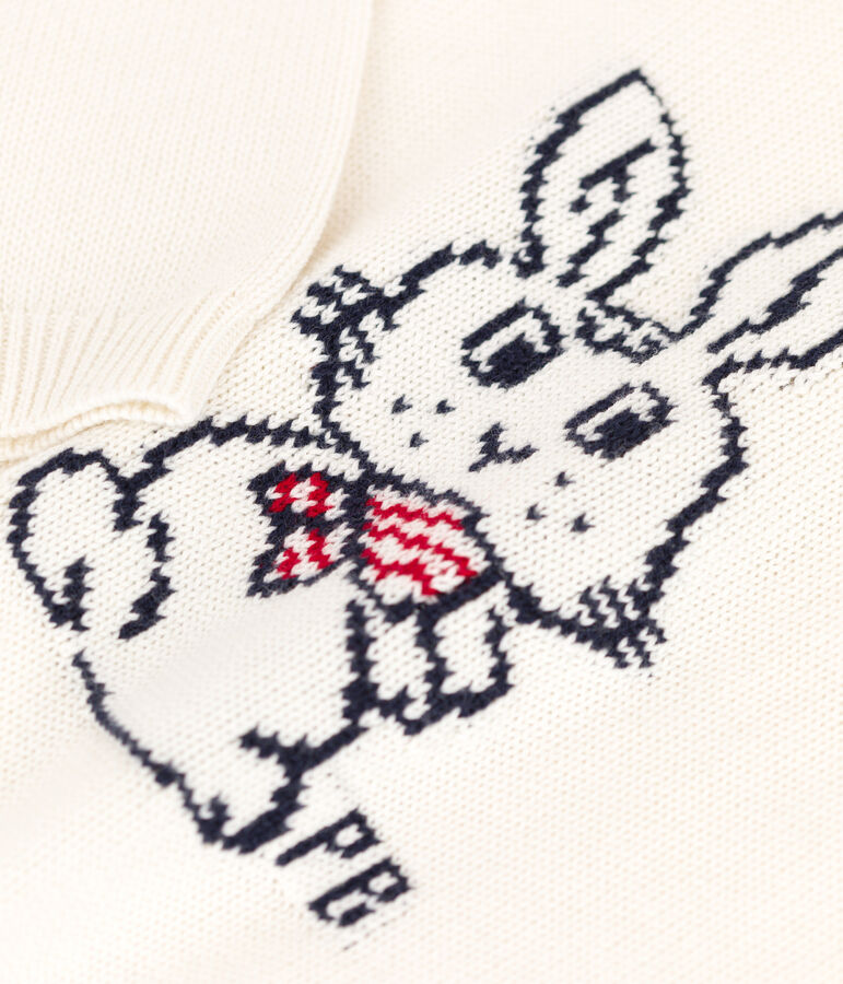 Pull en laine et coton enfant gar&ccedil;on blanc MARSHMALLOW/blanc MULTICO