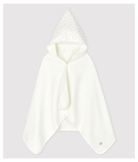 Cape De Bain Blanche A Etoiles Bebe En Eponge En Coton Biologique Marshmallow Gris Petit Bateau