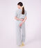 Pyjama femme en coton jambes larges &agrave; rayures gris/blanc