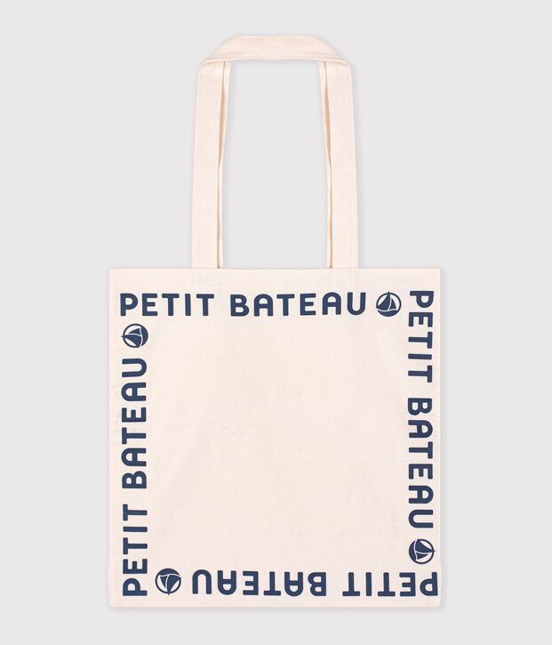 Tote bag en toile blanc/bleu