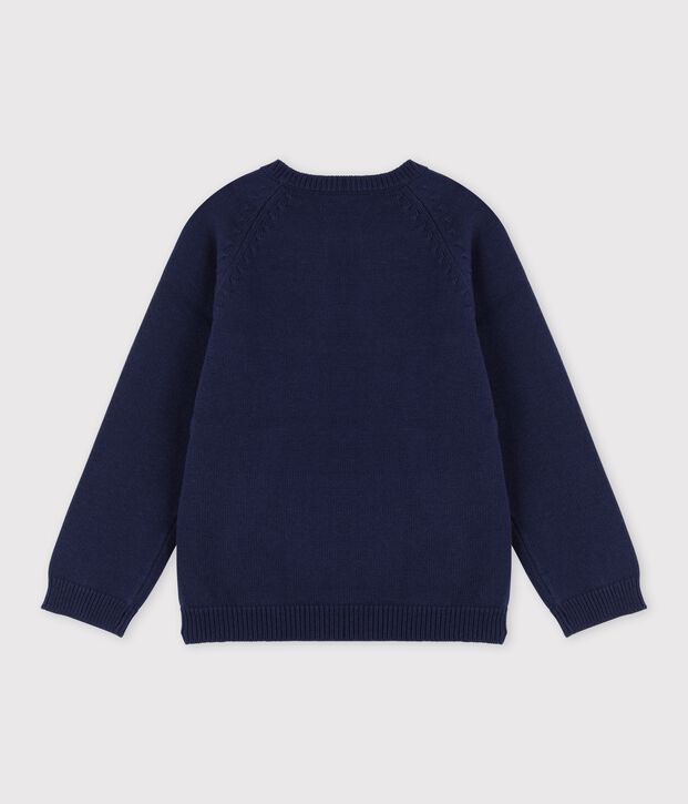 Pull laine et coton enfant gar&ccedil;on bleu