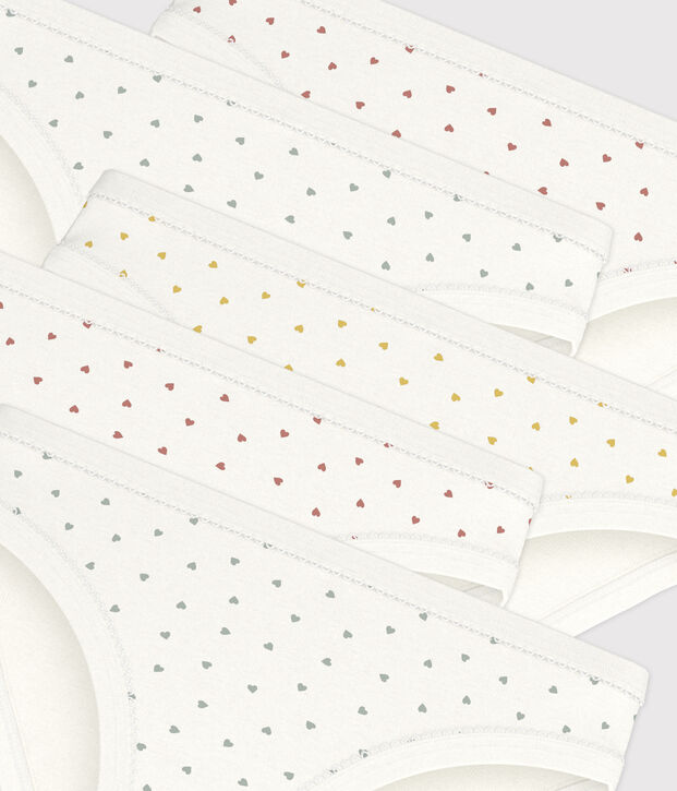 Lot de 5 culottes petits c&oelig;ur en coton petite fille multicouleur