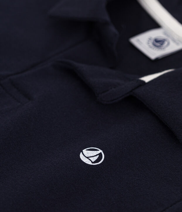 Polo manches courtes en coton enfant gar&ccedil;on bleu marine