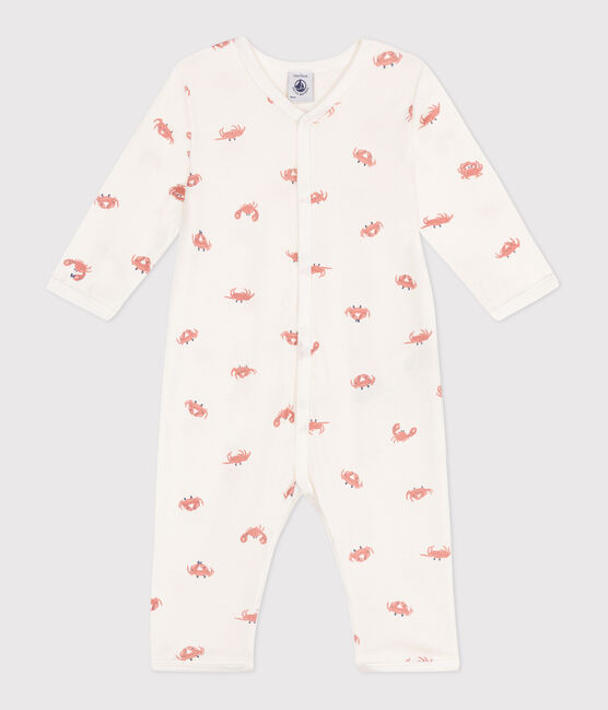 Pyjama bébé en coton sans pieds crabes blanc MARSHMALLOW/blanc MULTICO