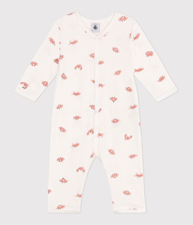 Pyjama b&eacute;b&eacute; en coton sans pieds crabes blanc/multicouleur
