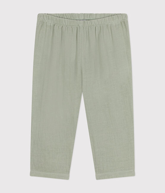 Pantalon en gaze de coton bébé vert HERBIER